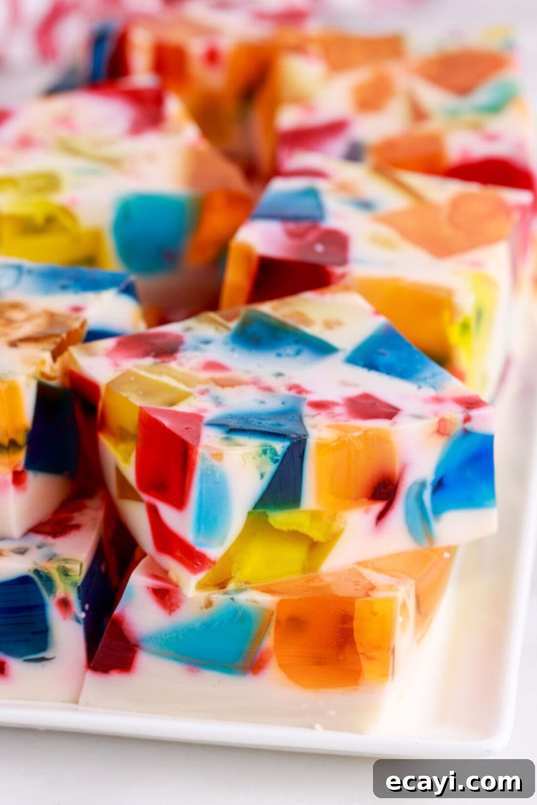 Mosaic Jello Jewels 12 broken glass jello on a platter