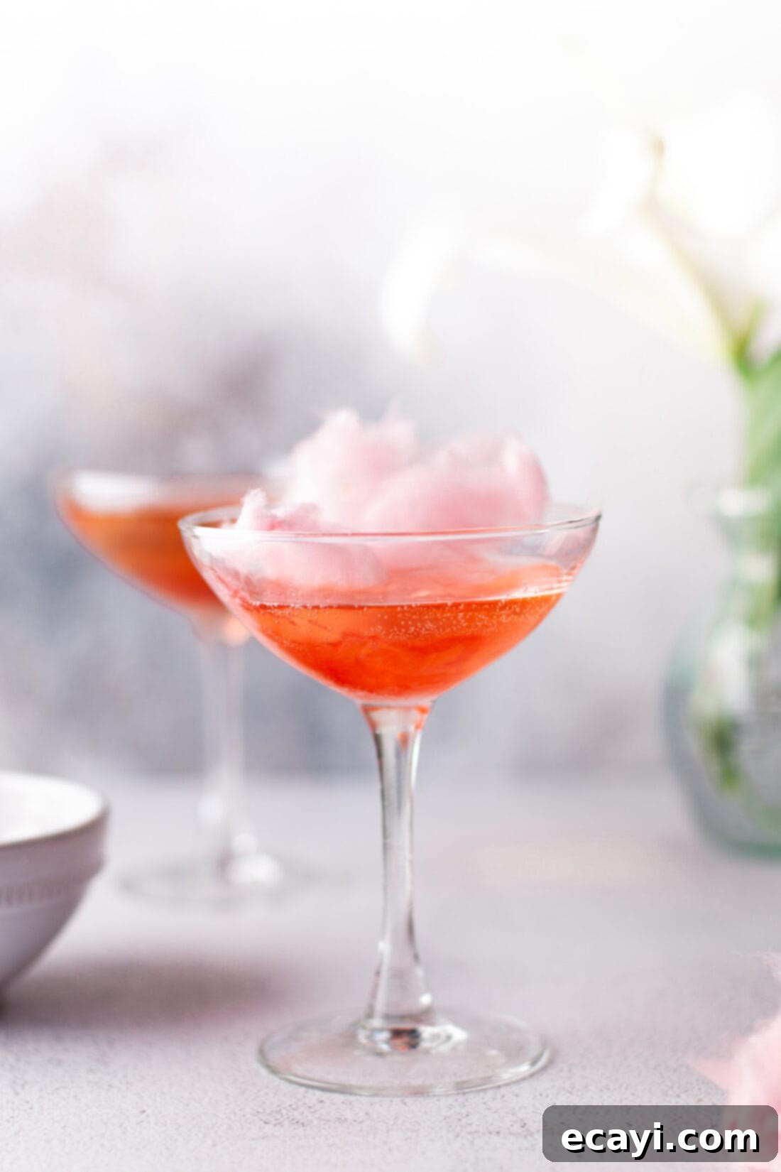 Whimsical Effervescence 2 glass of cotton candy champagne with a hint of citrus