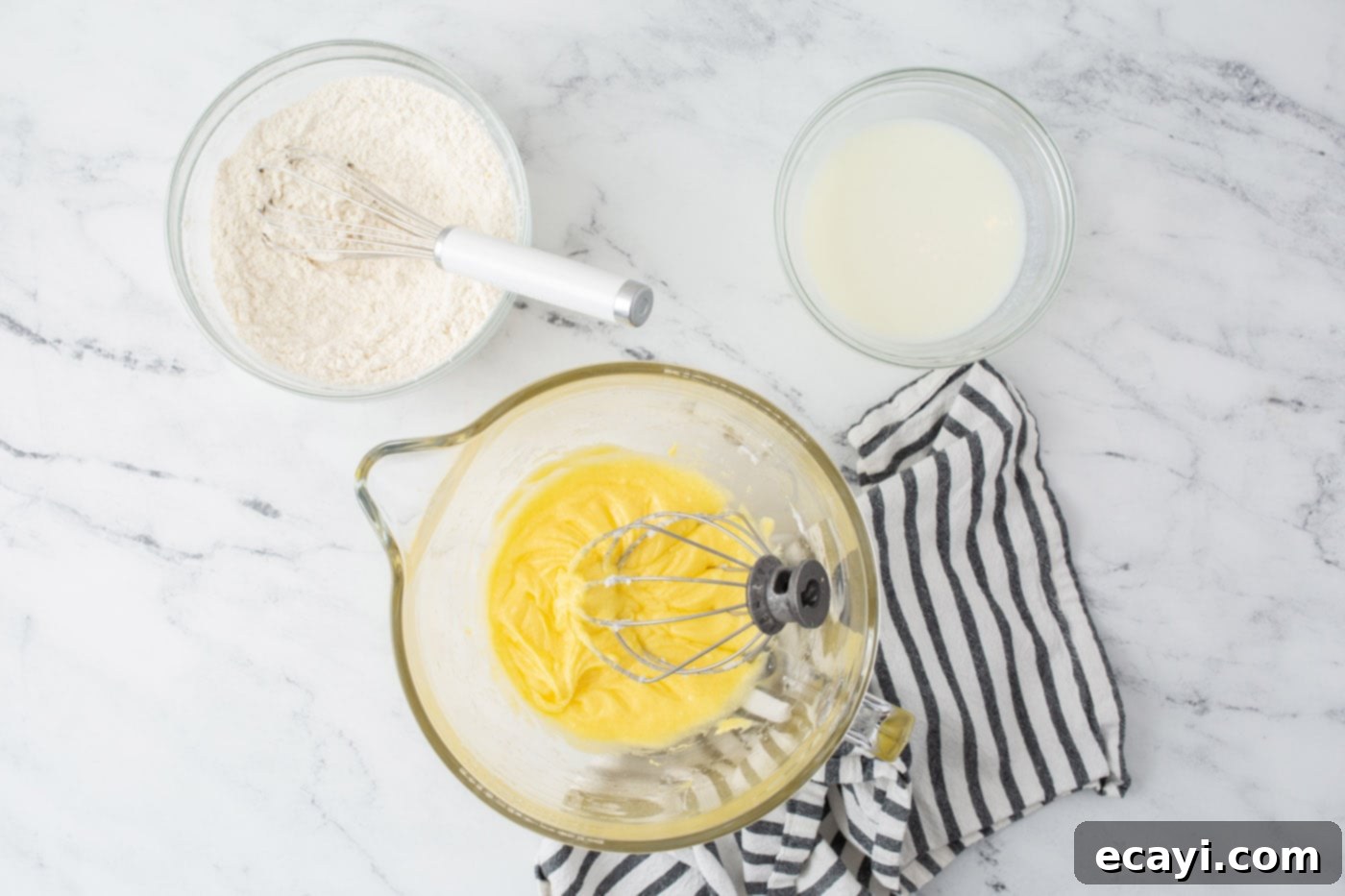 Bright Lemon Bliss 8 ingredients for lemon cake in bowls