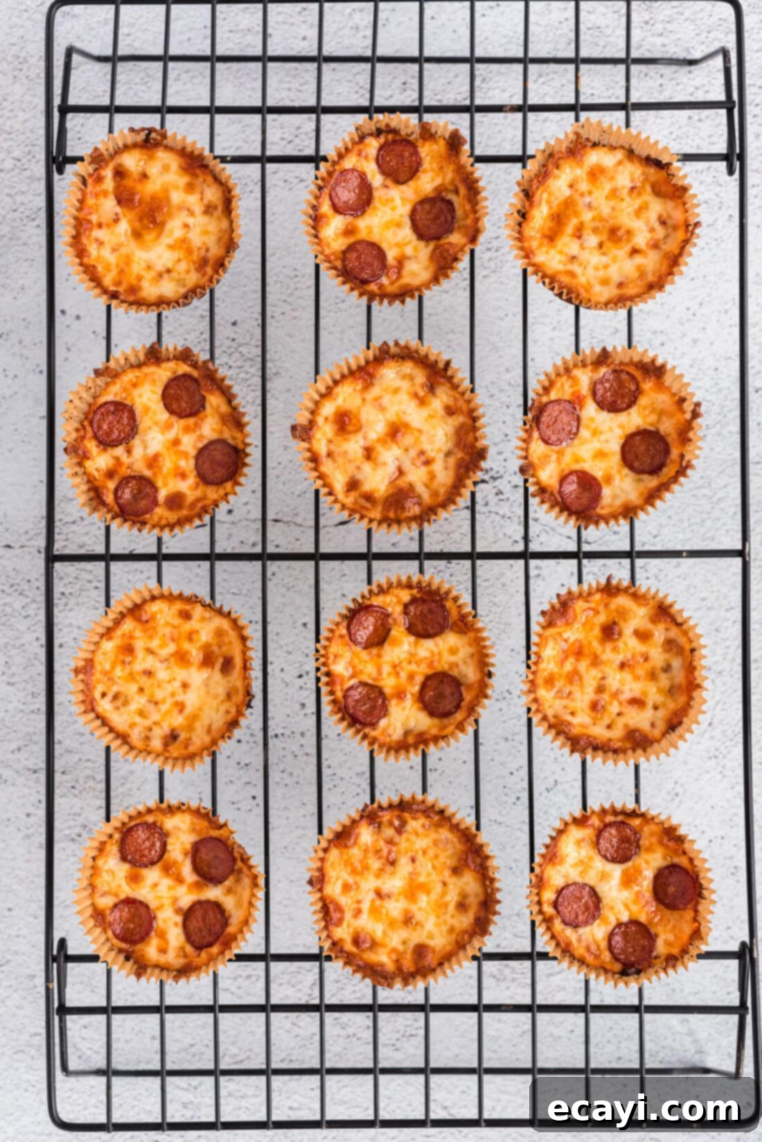 Cauliflower Crust Pizza Bites 3 Cauliflower Pizza Bites cooling on a wire rack