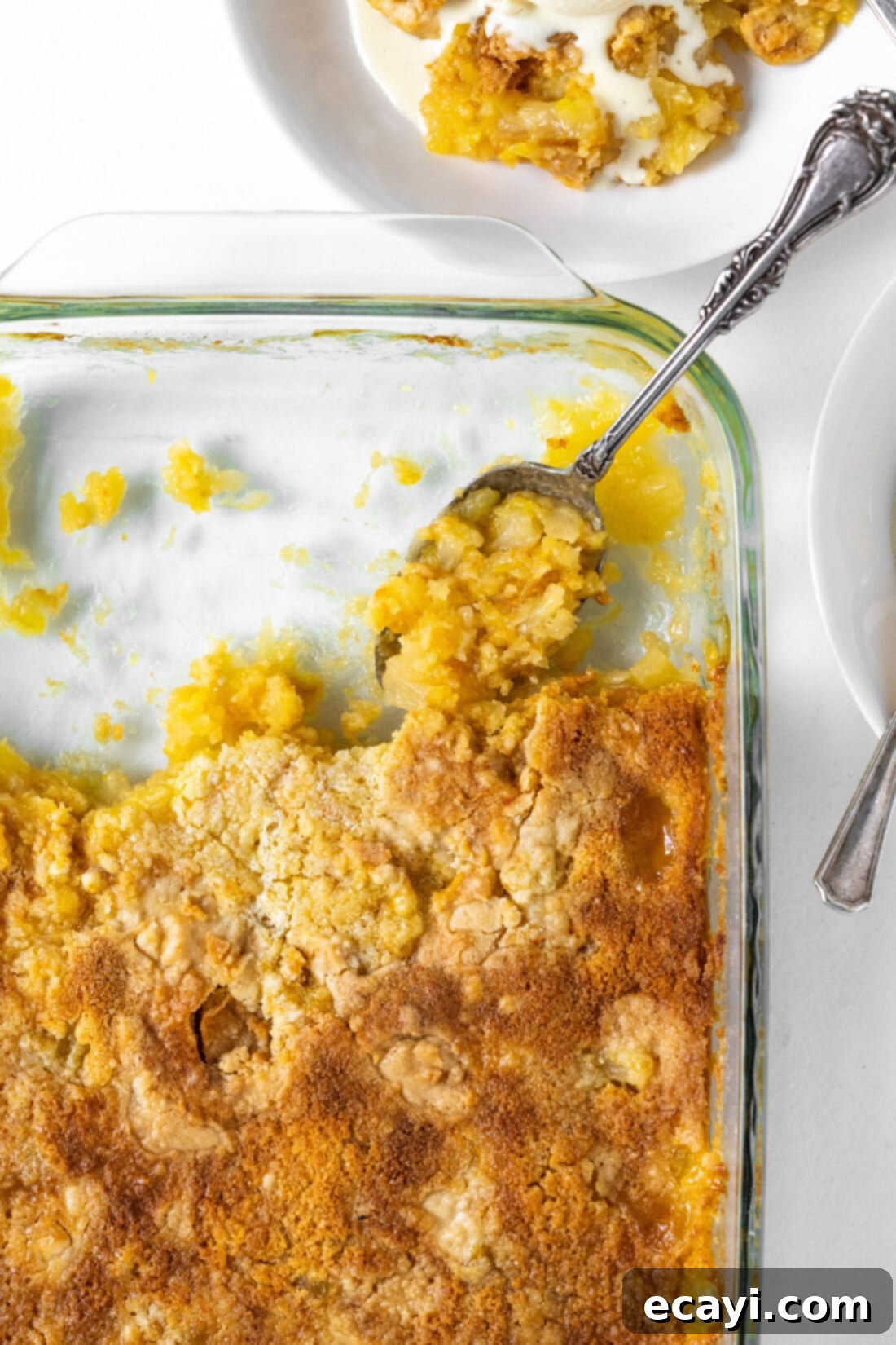 Easy Pineapple Cake 3 Pineapple Dump Cake in a pan