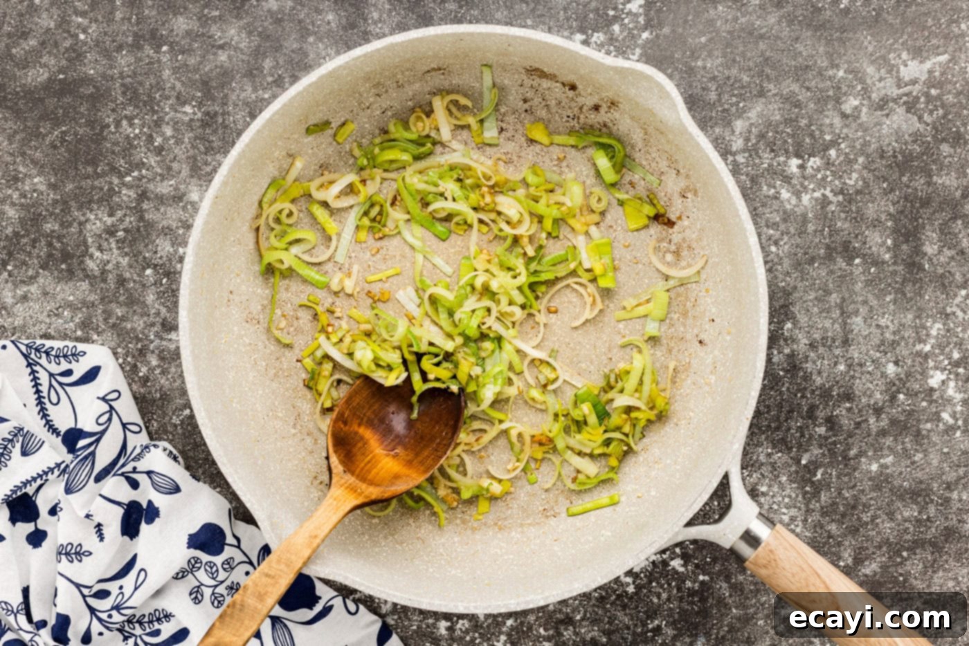 Hearty Sausage and Potato Bake 8 leeks in a skillet