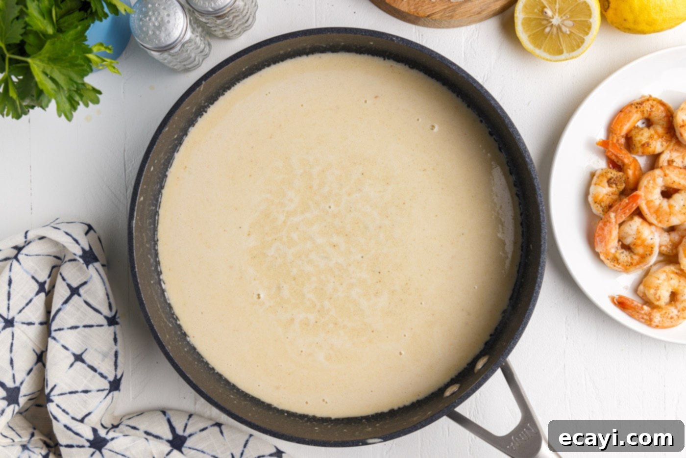 Creamy Garlic Shrimp Pasta 13 Rich and Creamy Lemon Garlic Pasta Sauce in a Skillet