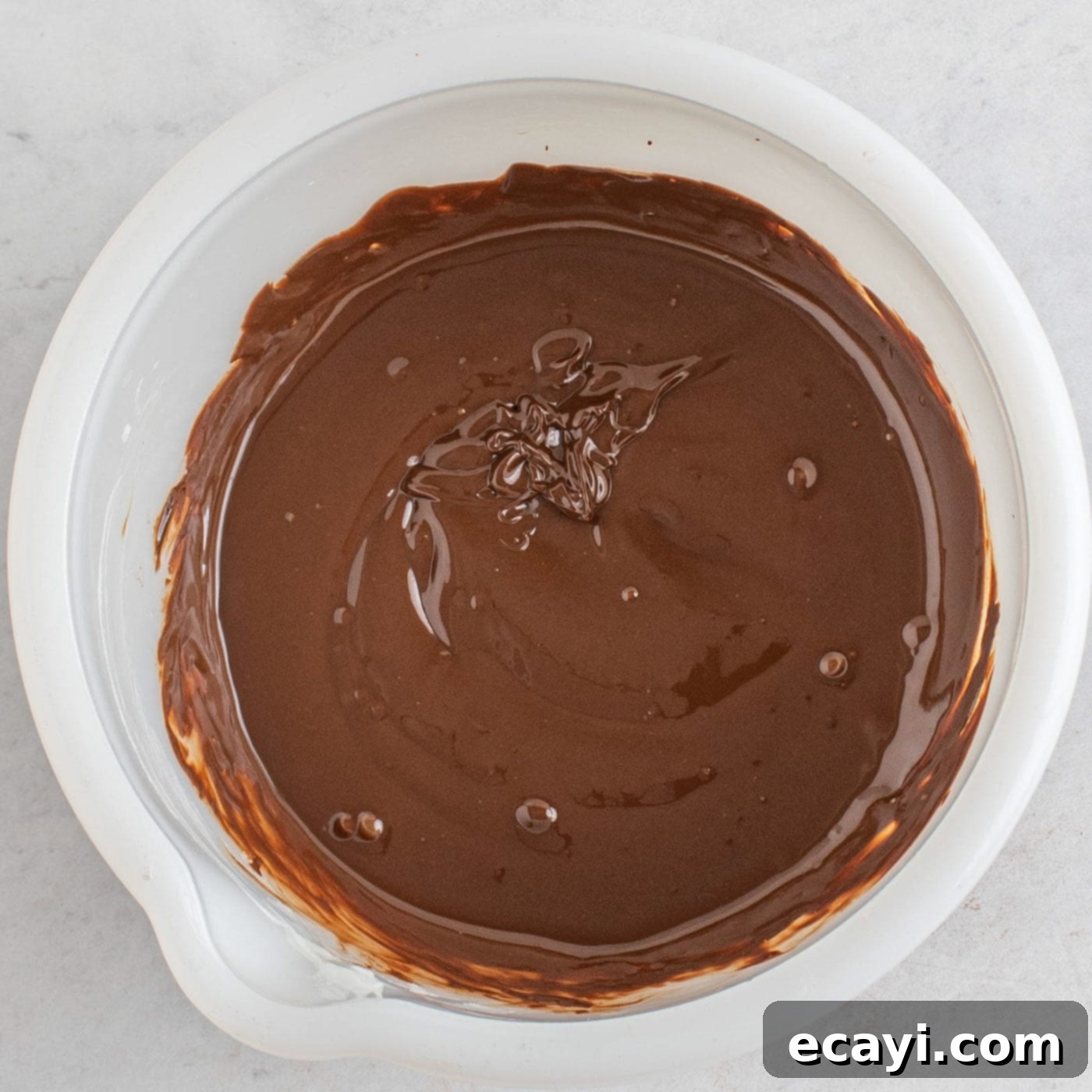 Rich Chocolate Pound Cake 11 melted chocolate in a bowl