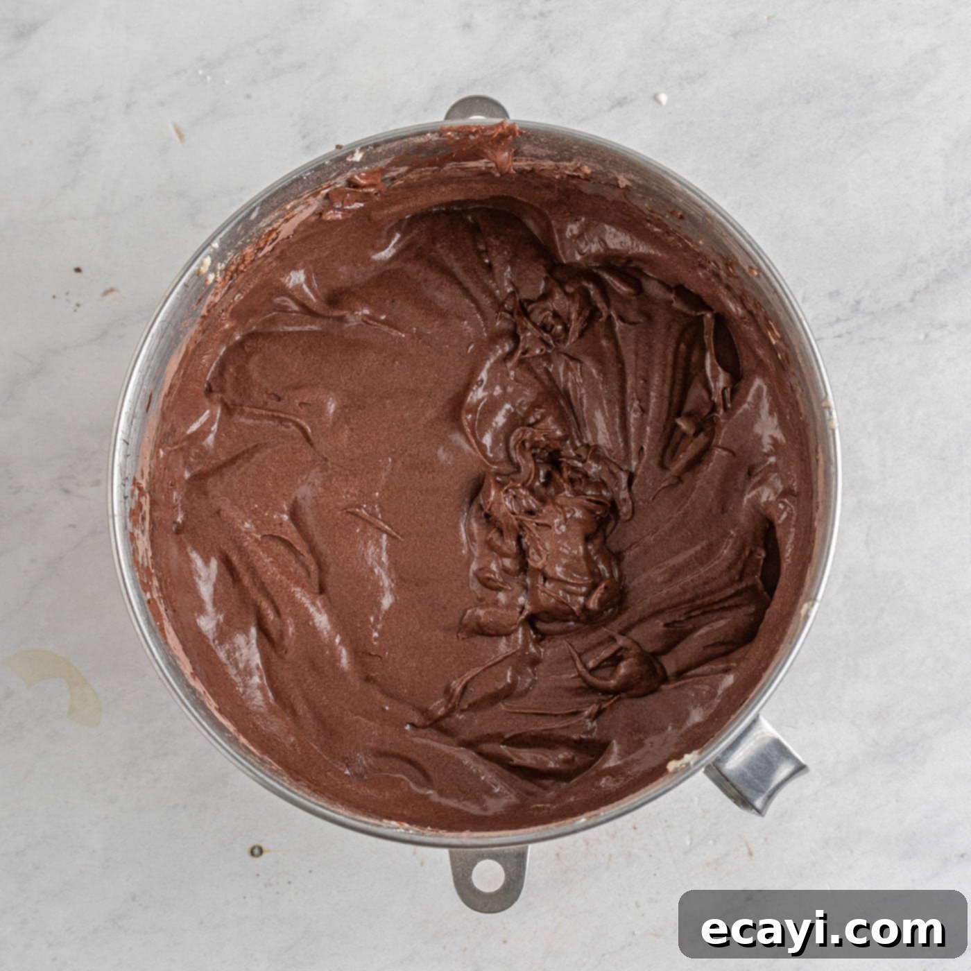 Rich Chocolate Pound Cake 7 chocolate pound cake batter in a mixing bowl