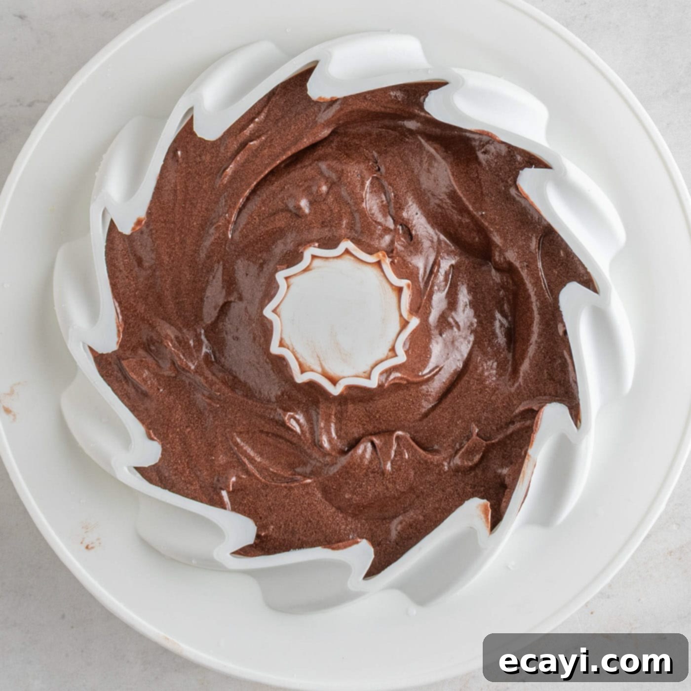 Rich Chocolate Pound Cake 8 chocolate pound cake in a silicone bundt pan