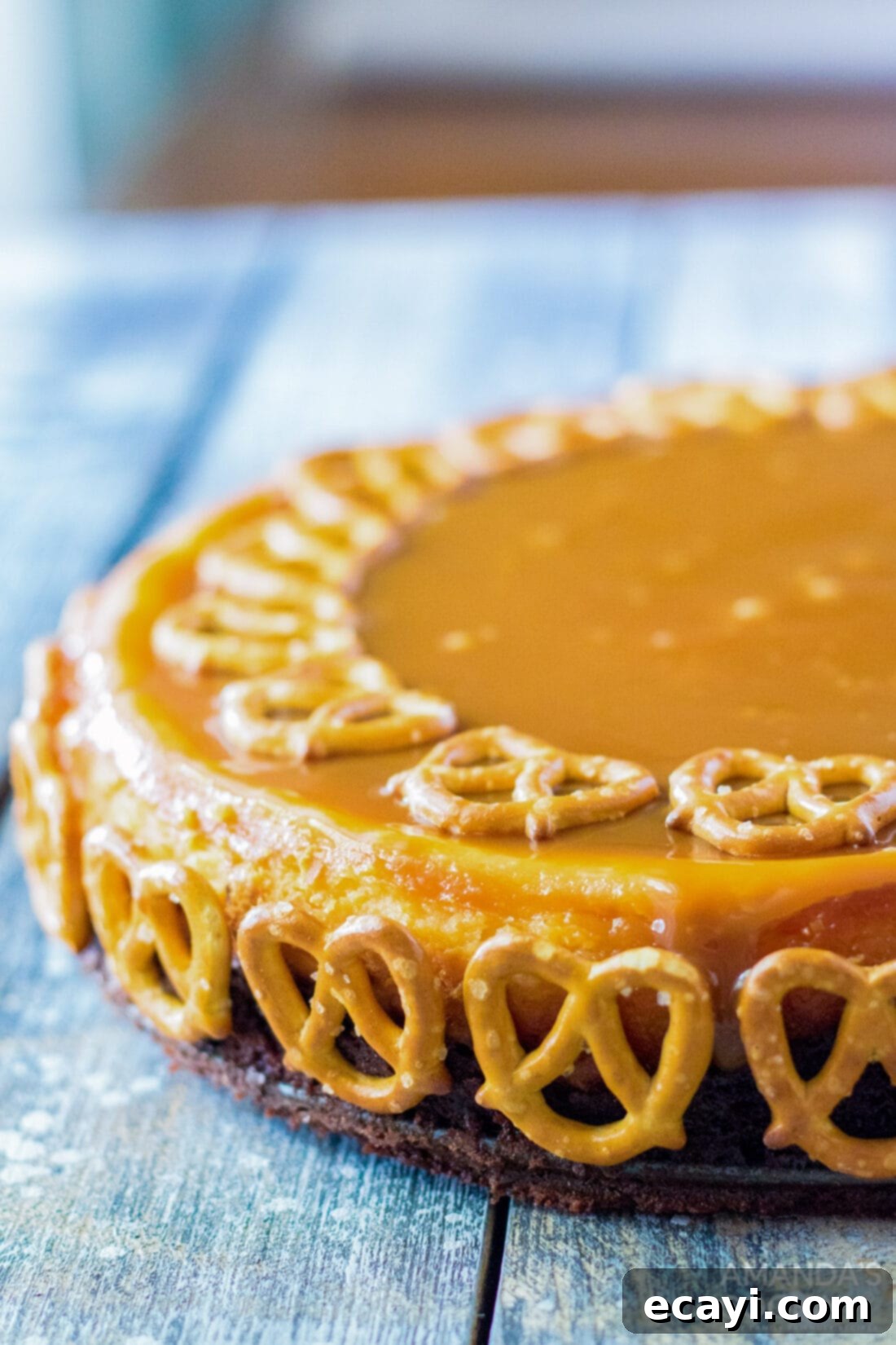 Salted Caramel Cheesecake 3 Salted Caramel Cheesecake side view