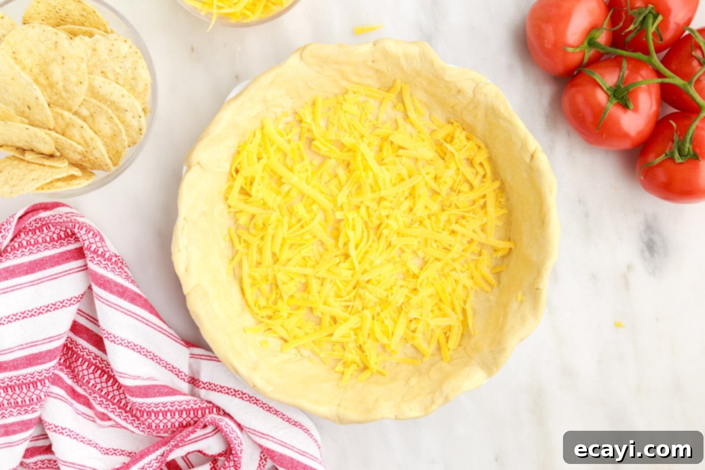 Ultimate Taco Casserole 7 cheese layer in crescent roll pie