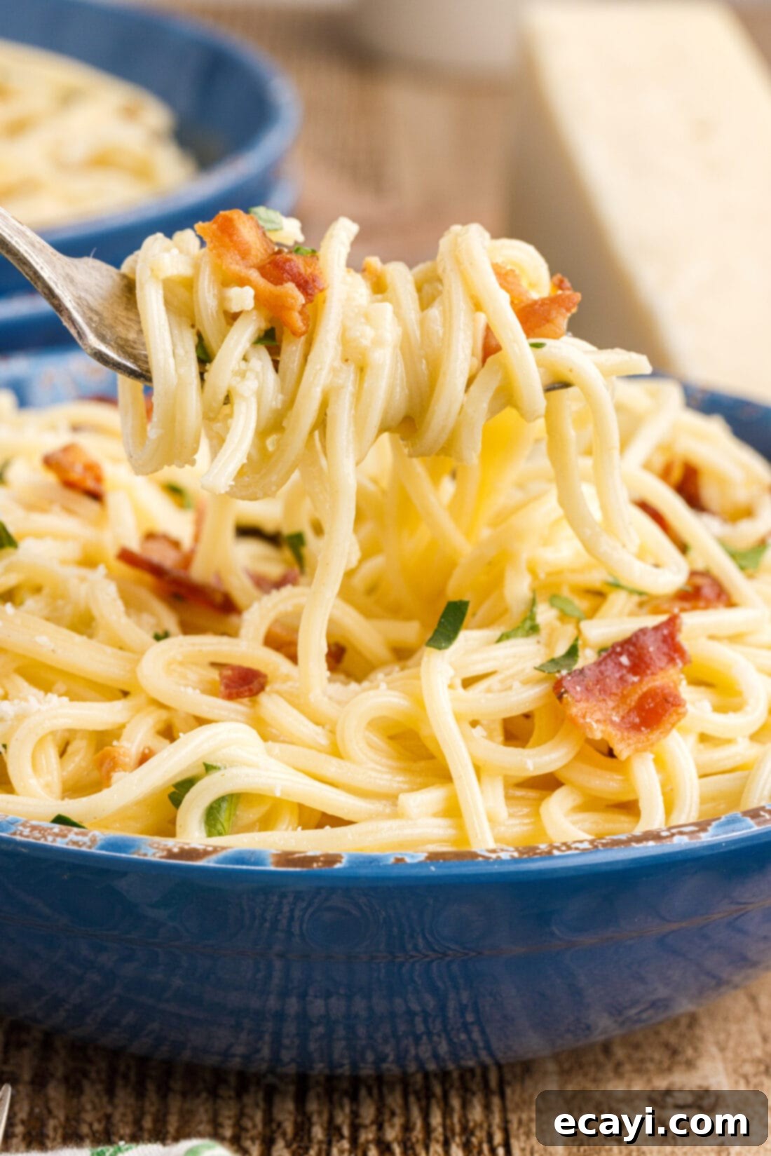Authentic Pasta Carbonara 9 lifting Pasta Carbonara with a fork