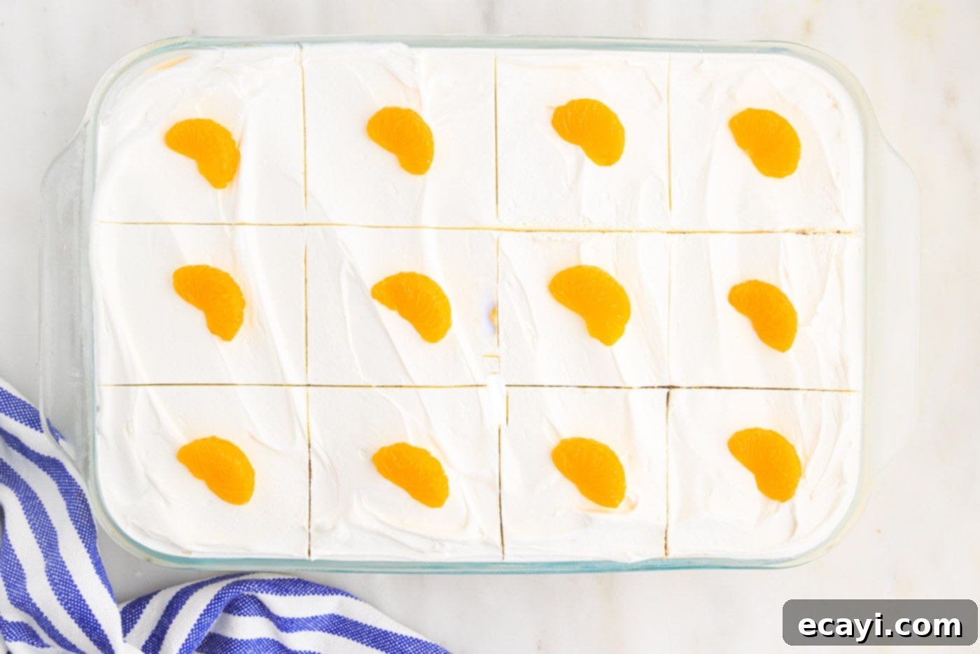 Orange Dreamsicle Delight 19 mandarin oranges on top of orange icebox cake