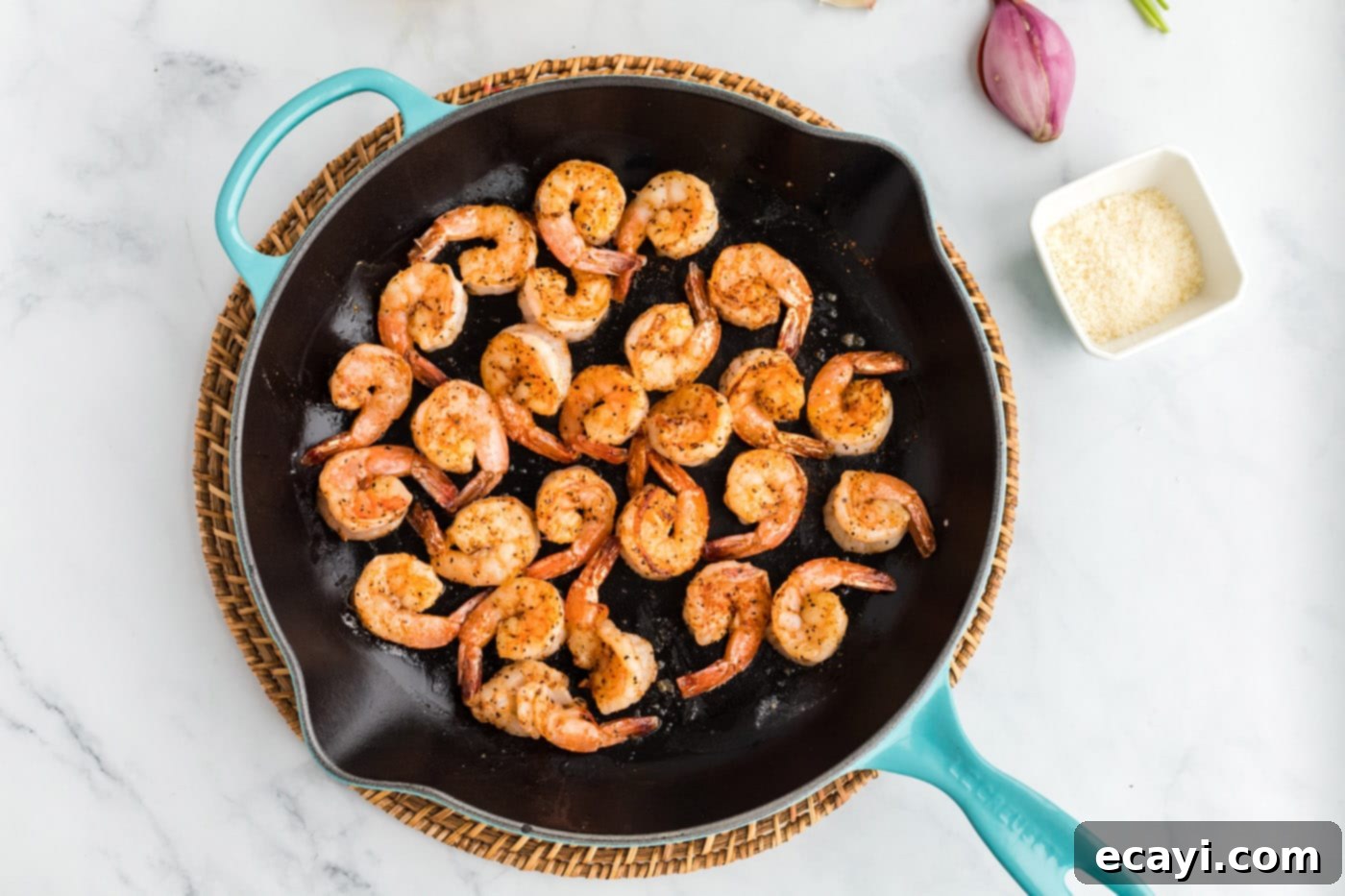 Shrimp Sauté 8 sauteed shrimp in a skillet