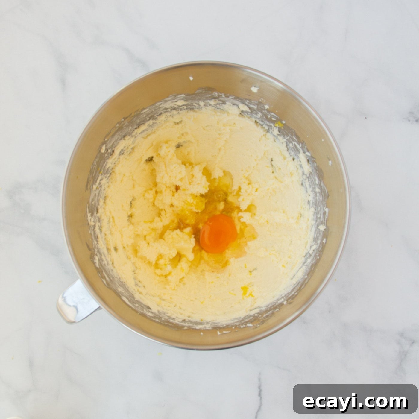 Bright Lemon Cake Mix Cookies 8 Lemon juice, egg, and lemon zest thoroughly mixed into the cream cheese mixture
