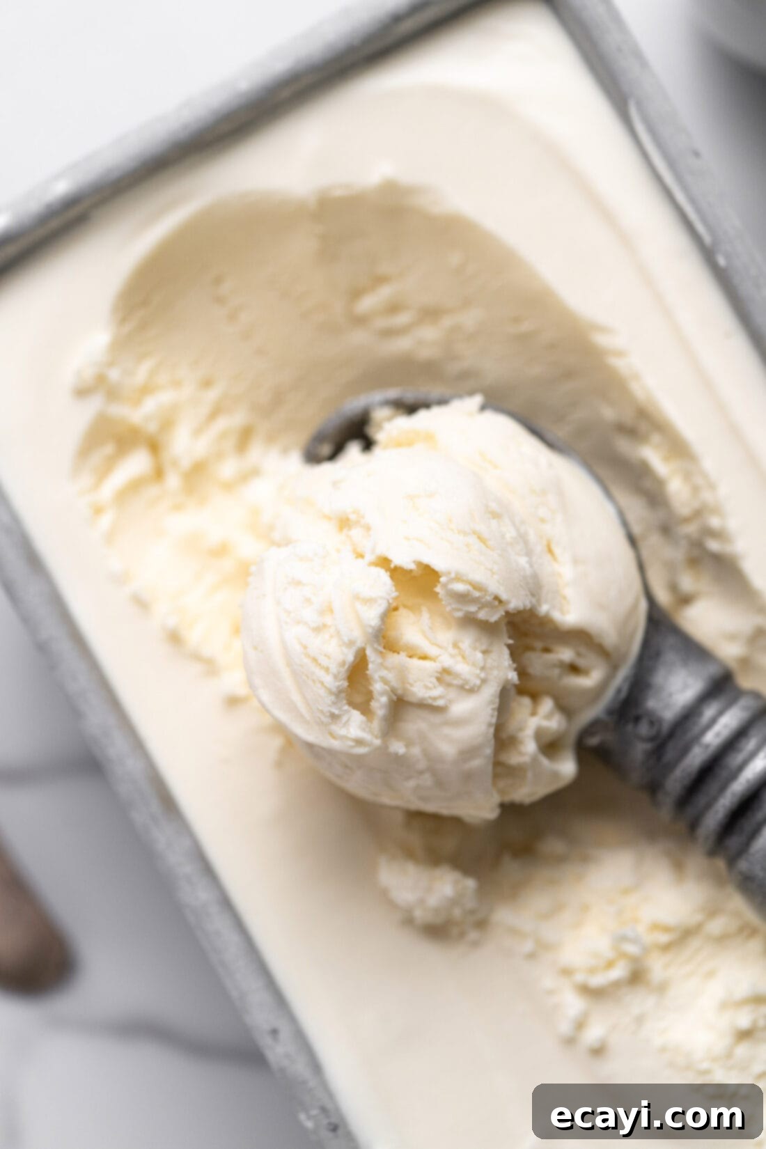 No-Fuss Creamy Ice Cream 2 Homemade No-Churn Ice Cream in a loaf pan, ready to freeze