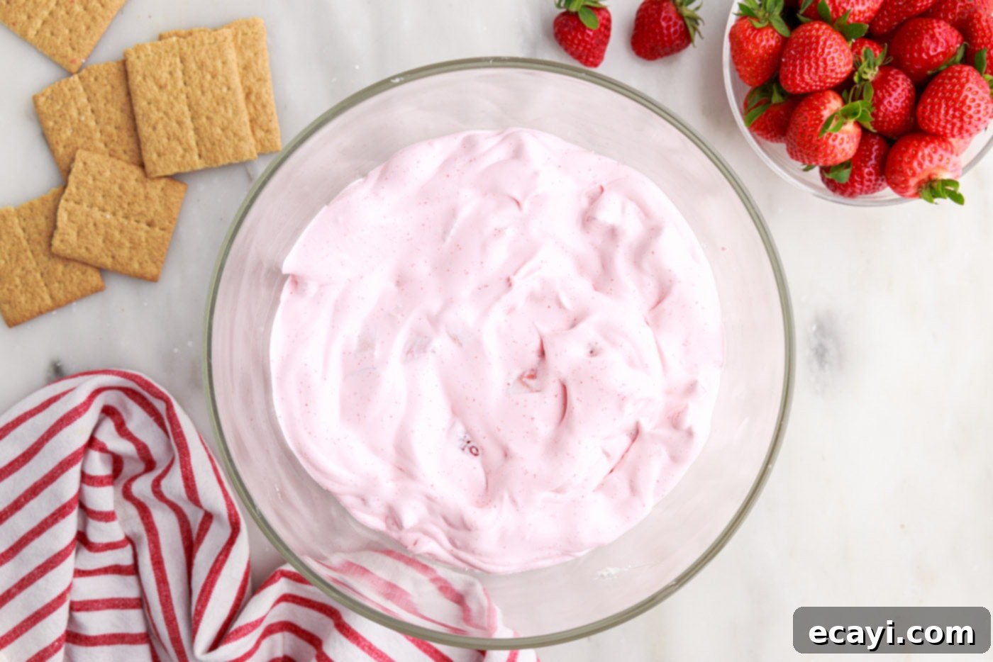 Strawberry Tiered Trifle 15 whipped strawberry jello layer in trifle bowl