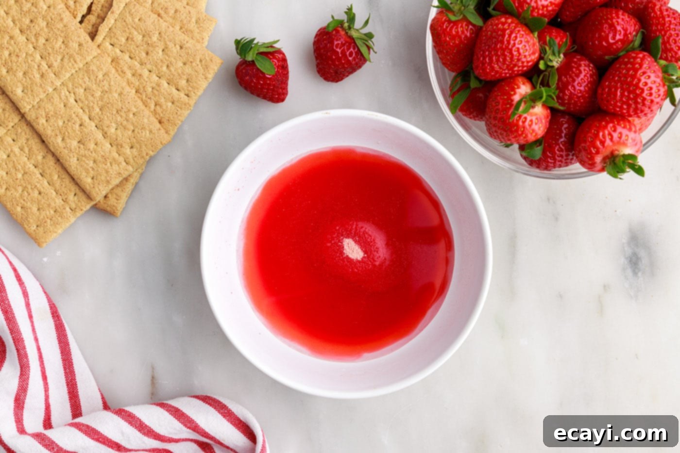 Strawberry Tiered Trifle 5 strawberry gelatin in a bowl