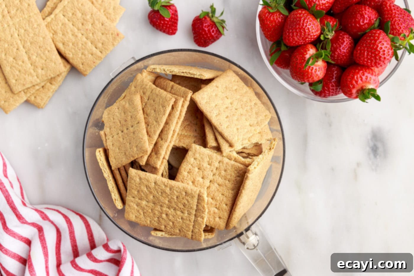 Strawberry Tiered Trifle 6 graham crackers in a food processor