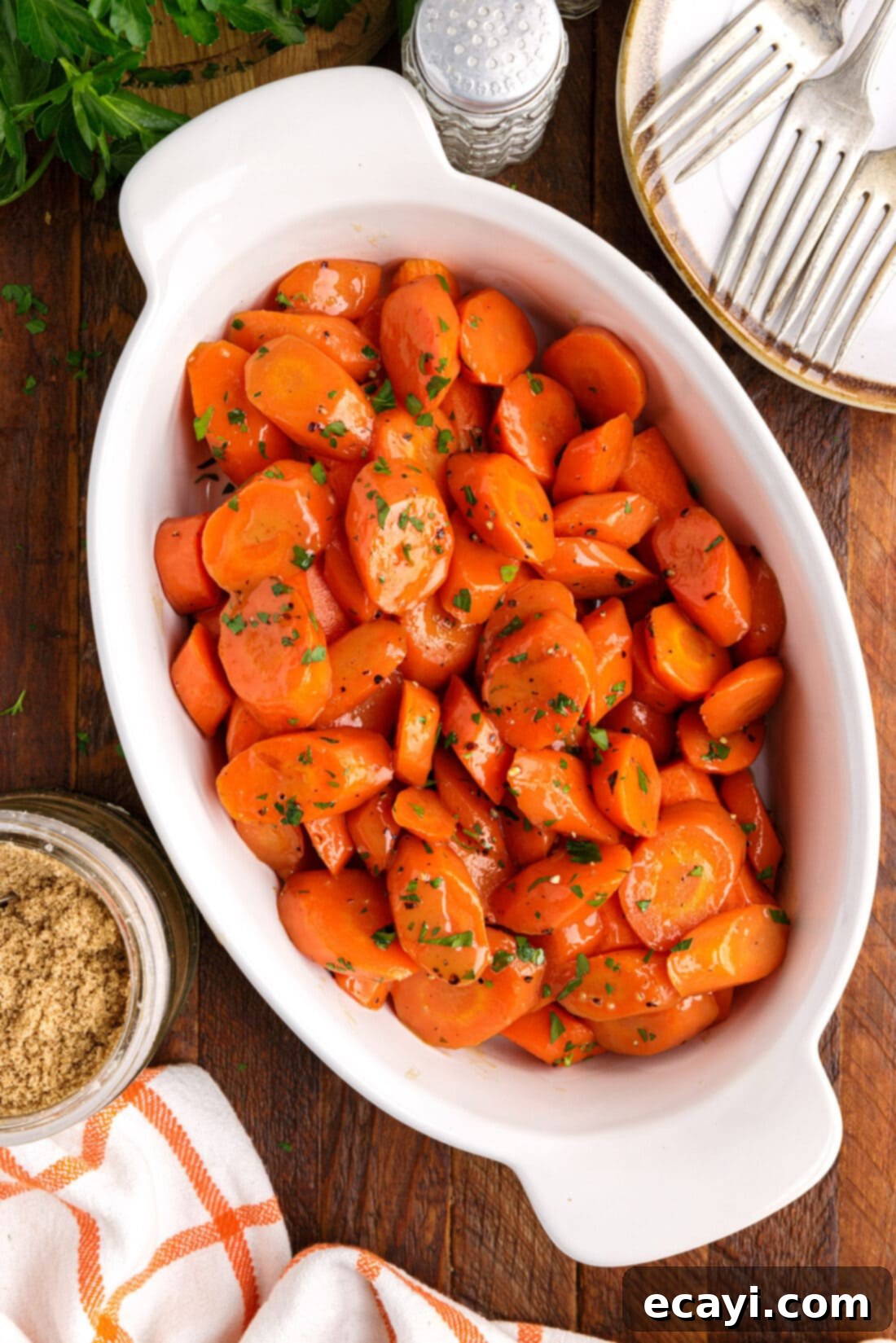 Sweet Glistening Carrots 9 casserole dish of Glazed Carrots