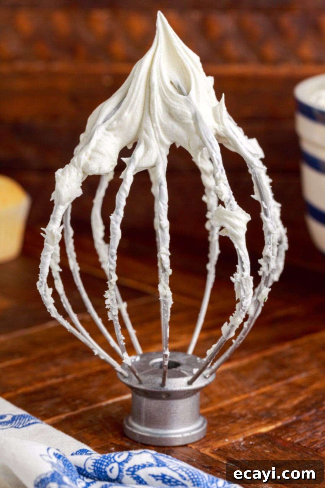 Silky Buttercream Dreams 3 Buttercream Frosting on a whisk