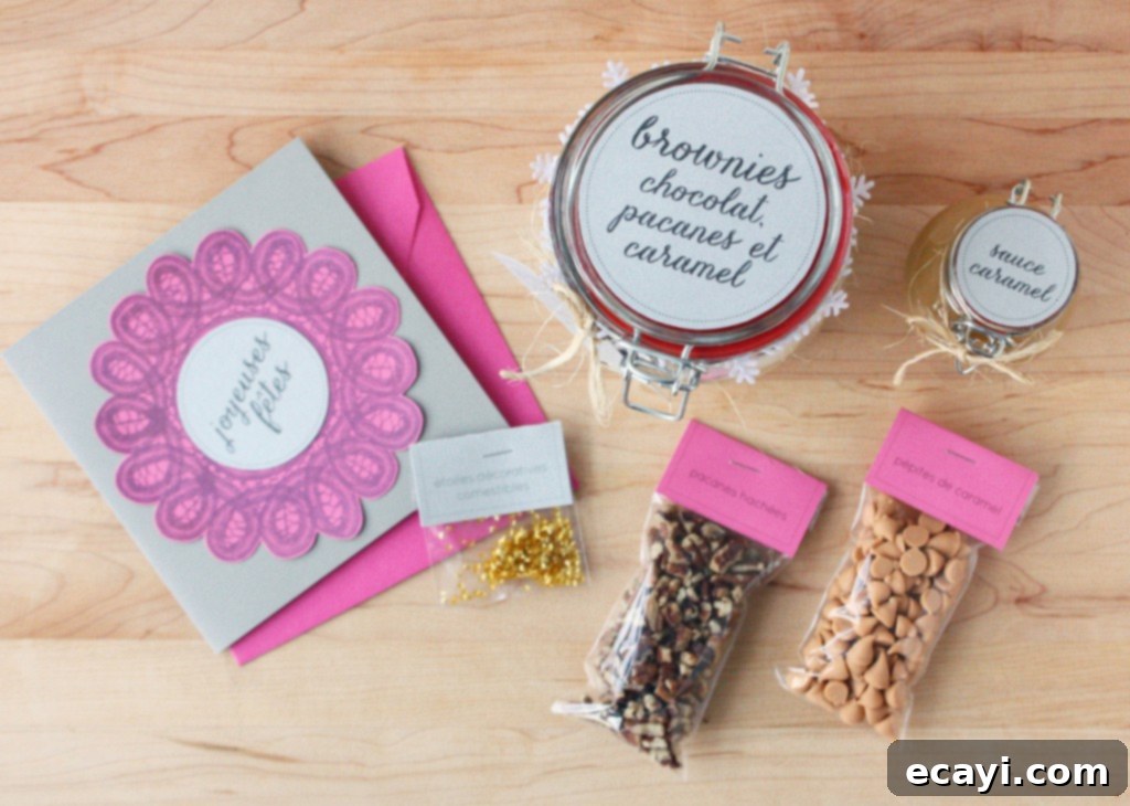 Gift Happiness With Homemade Brownie Jars 8 Small tag with simplified baking instructions tied to a brownie mix jar, emphasizing ease for the recipient.