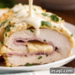 Gourmet Stuffed Chicken Rolls 16 Baked Chicken Cordon Bleu with Dijon Cream Sauce