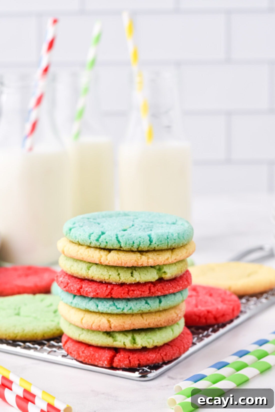 Jiggly Cookie Creations 2 stack of Jello Cookies with milk