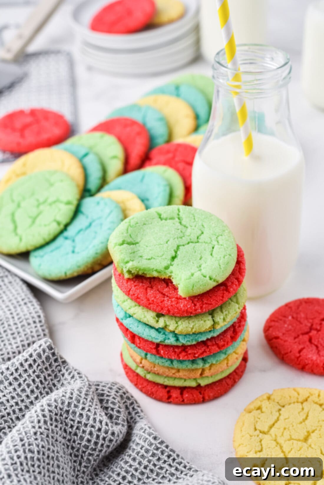 Jiggly Cookie Creations 11 stack of Jello Cookies with a plate of cookies in back