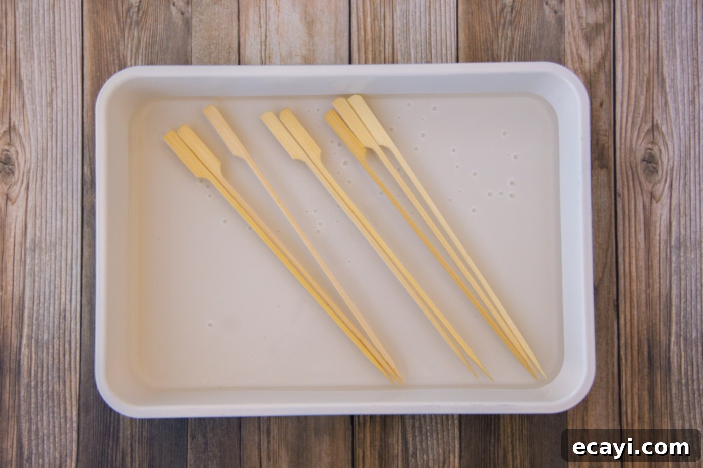 Garlic Herb Shrimp Skewers 5 soaking wooden skewers