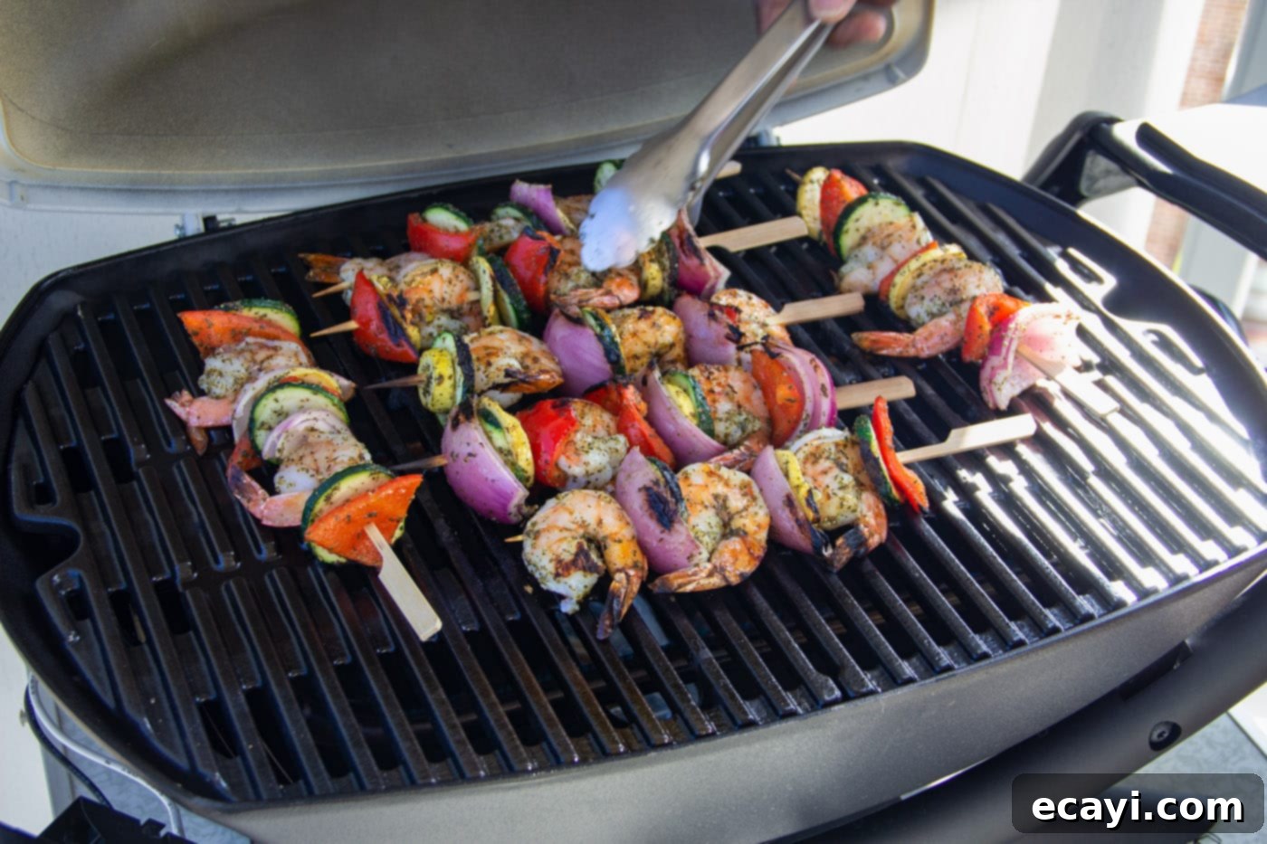 Garlic Herb Shrimp Skewers 10 shrimp kabobs on the grill