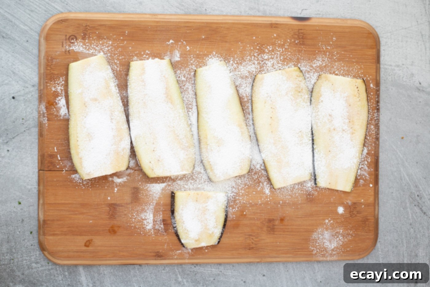 Sticky Soy Glazed Eggplant 6 cornstarch over eggplant slices