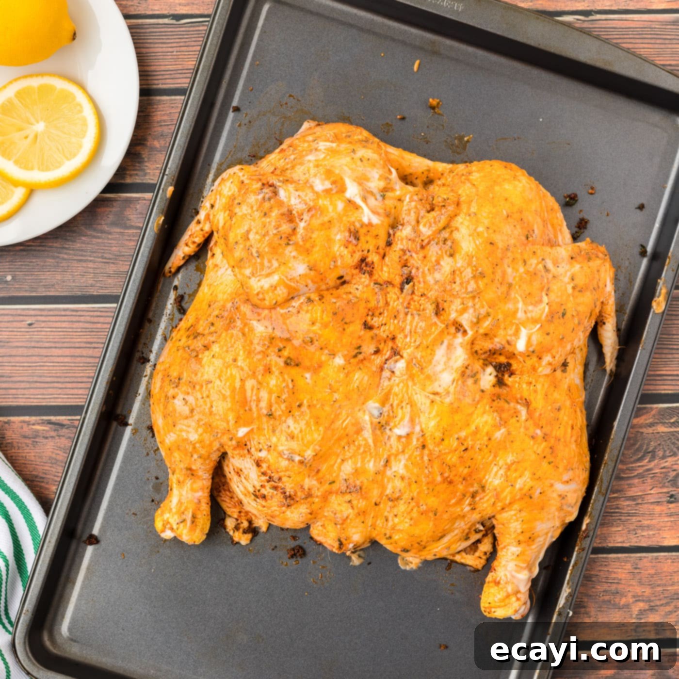 Butterflied Chicken 11 spatchcock chicken on a baking tray