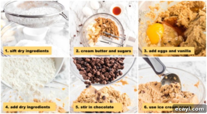 Golden Baked Chocolate Dreams 2 multiple photos showing steps to make chocolate chip cookies
