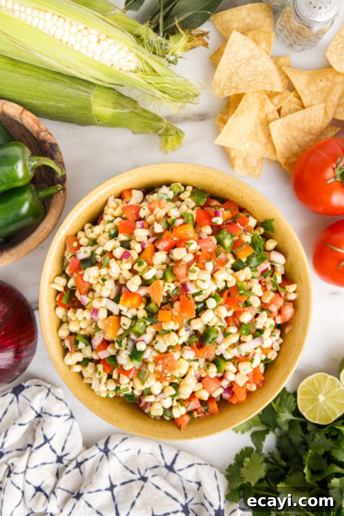 Zesty Corn Medley 3 Corn Salsa in a bowl