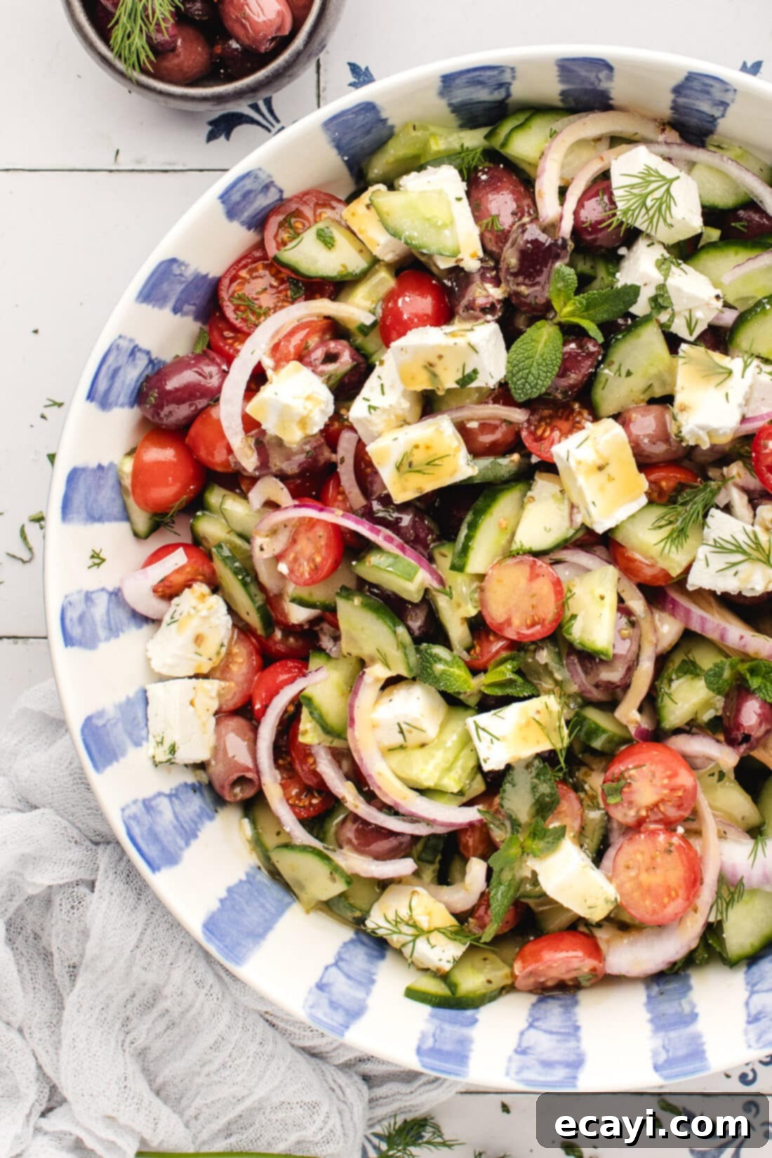 Authentic Greek Salad 3 Close up photo of Greek Salad in a bowl