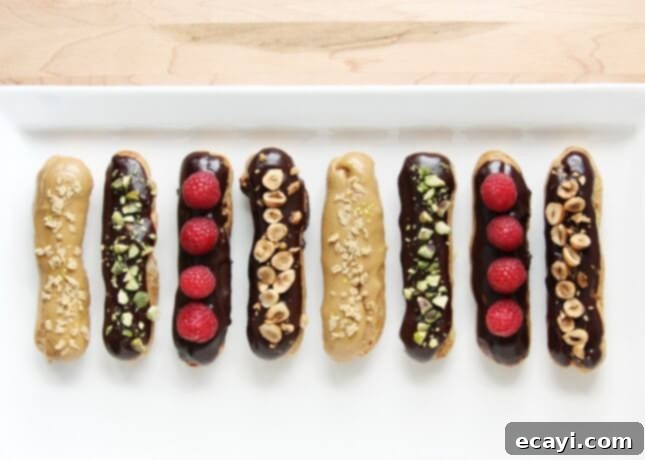 Chocolate Eclairs A Visual Step by Step Guide 25 How to Make Exquisite Chocolate Éclairs: Finished Product // FoodNouveau.com