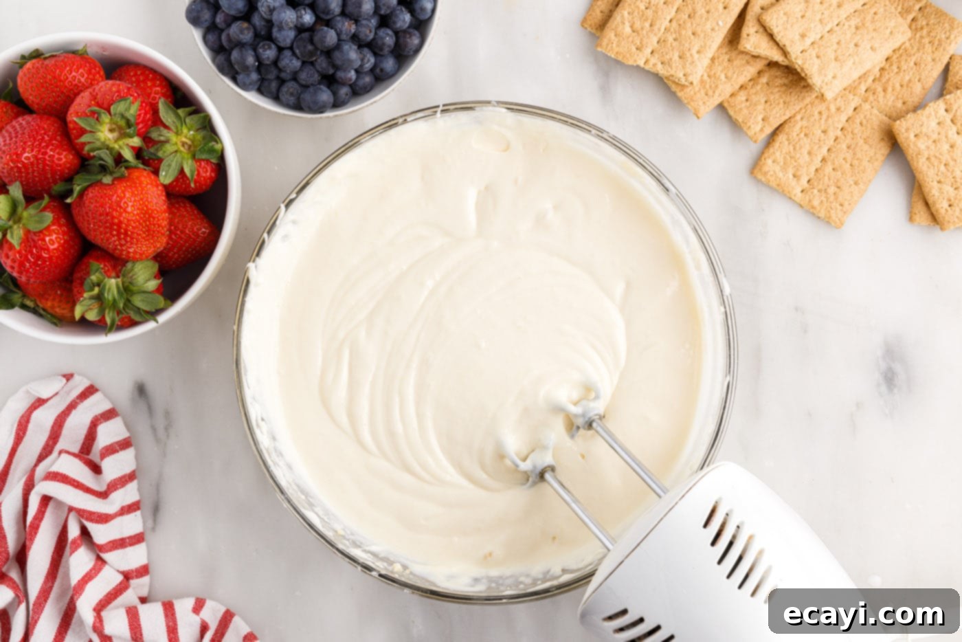Berry Burst Chill Cake 9 cream cheese mixture for icebox cake