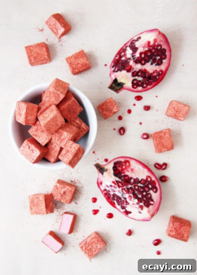Homemade Pomegranate Cranberry Marshmallows 3 Pomegranate and Cranberry Marshmallows // FoodNouveau.com