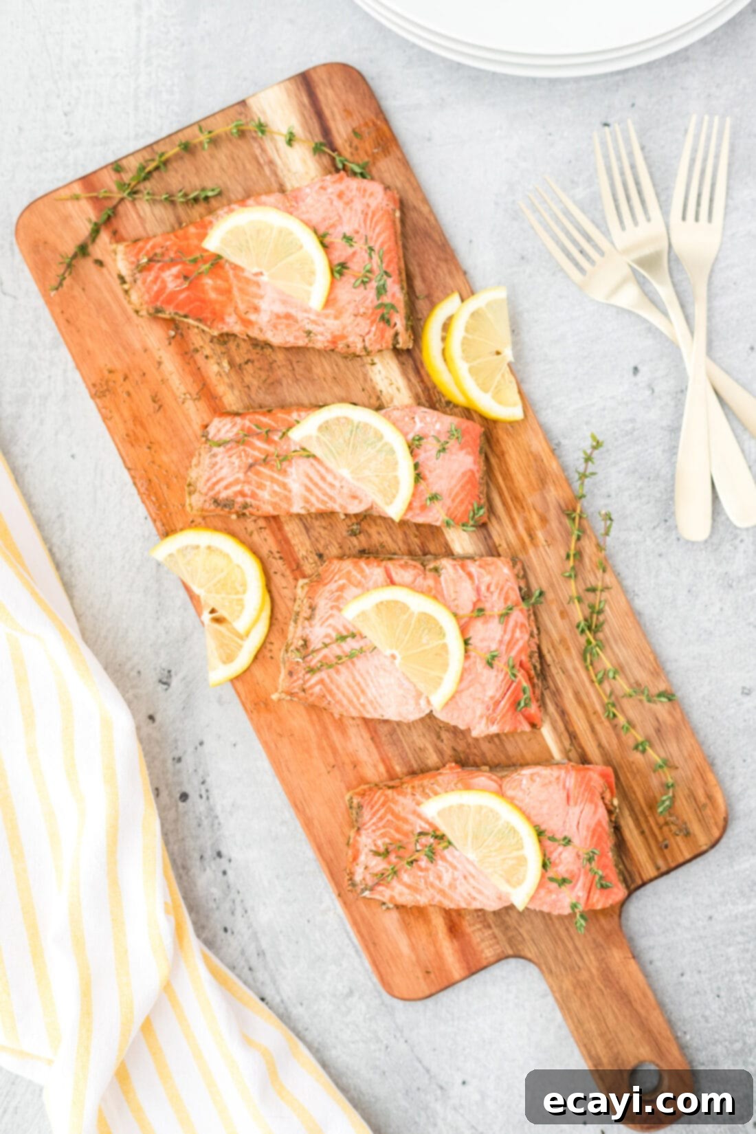 Perfectly Poached Salmon 2 Poached Salmon on a cutting board