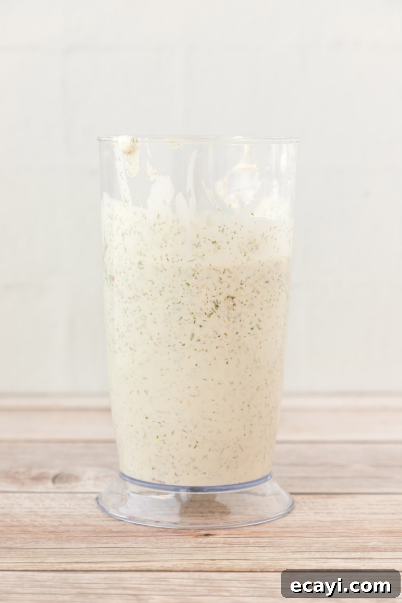 Creamy Dill Dream 6 The dill dip mixture after blending, showing a perfectly smooth and creamy texture.