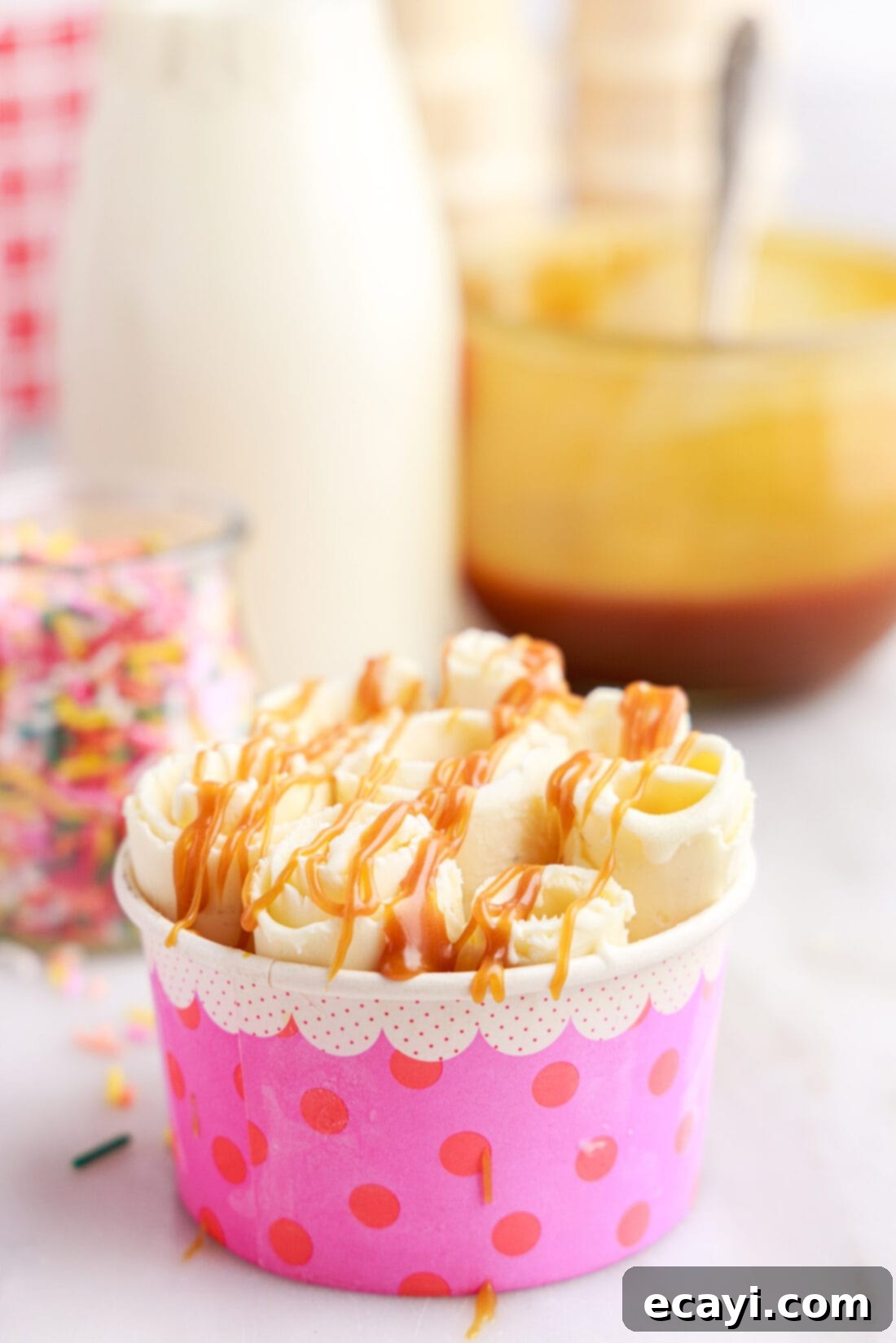 Ice Cream Rolls 9 Rolled Ice Cream with caramel drizzle