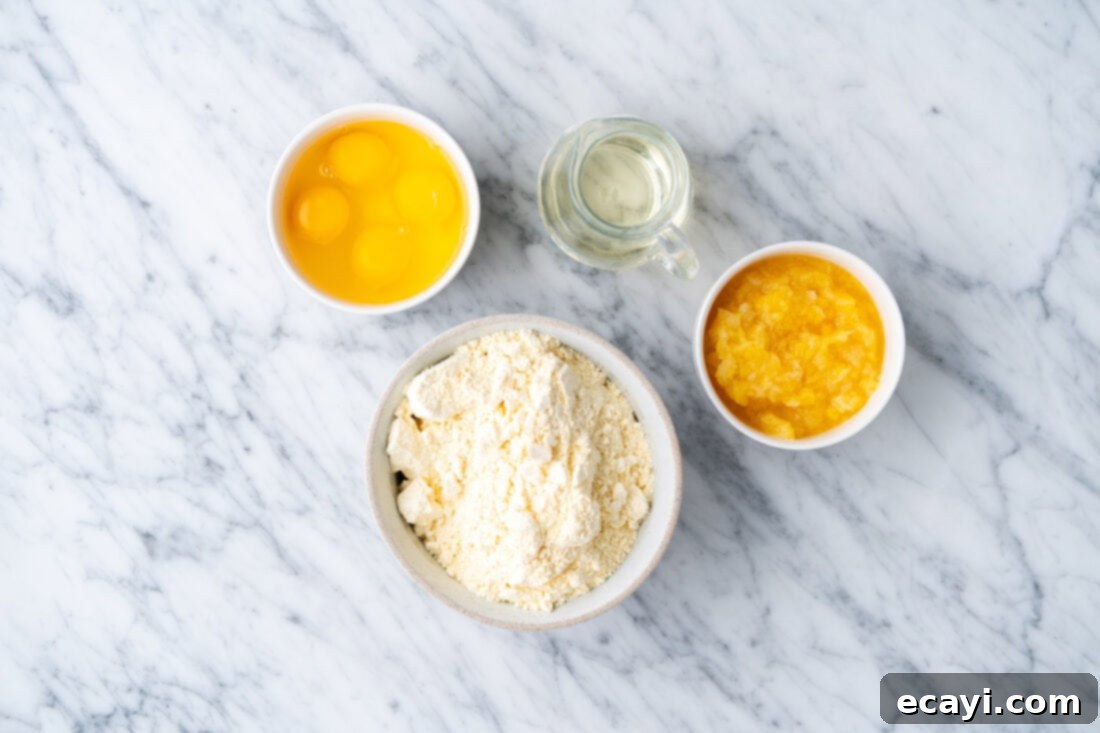 Radiant Pineapple Delight 4 All the ingredients neatly laid out for making the Pineapple Sunshine Cake