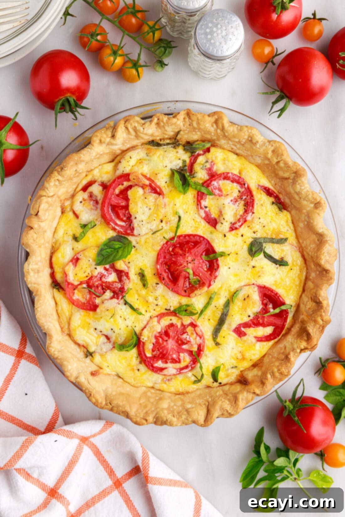 Summer Tomato Tart 3 overhead photo of Tomato Pie