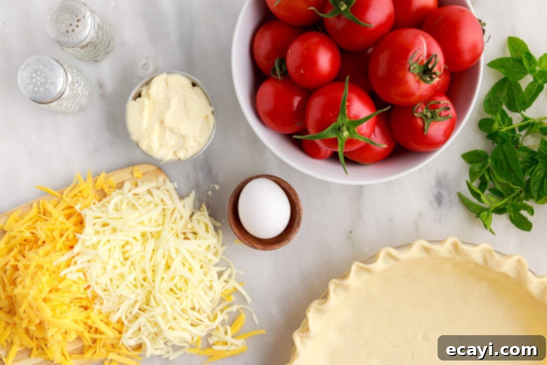 Summer Tomato Tart 4 ingredients to make Tomato Pie