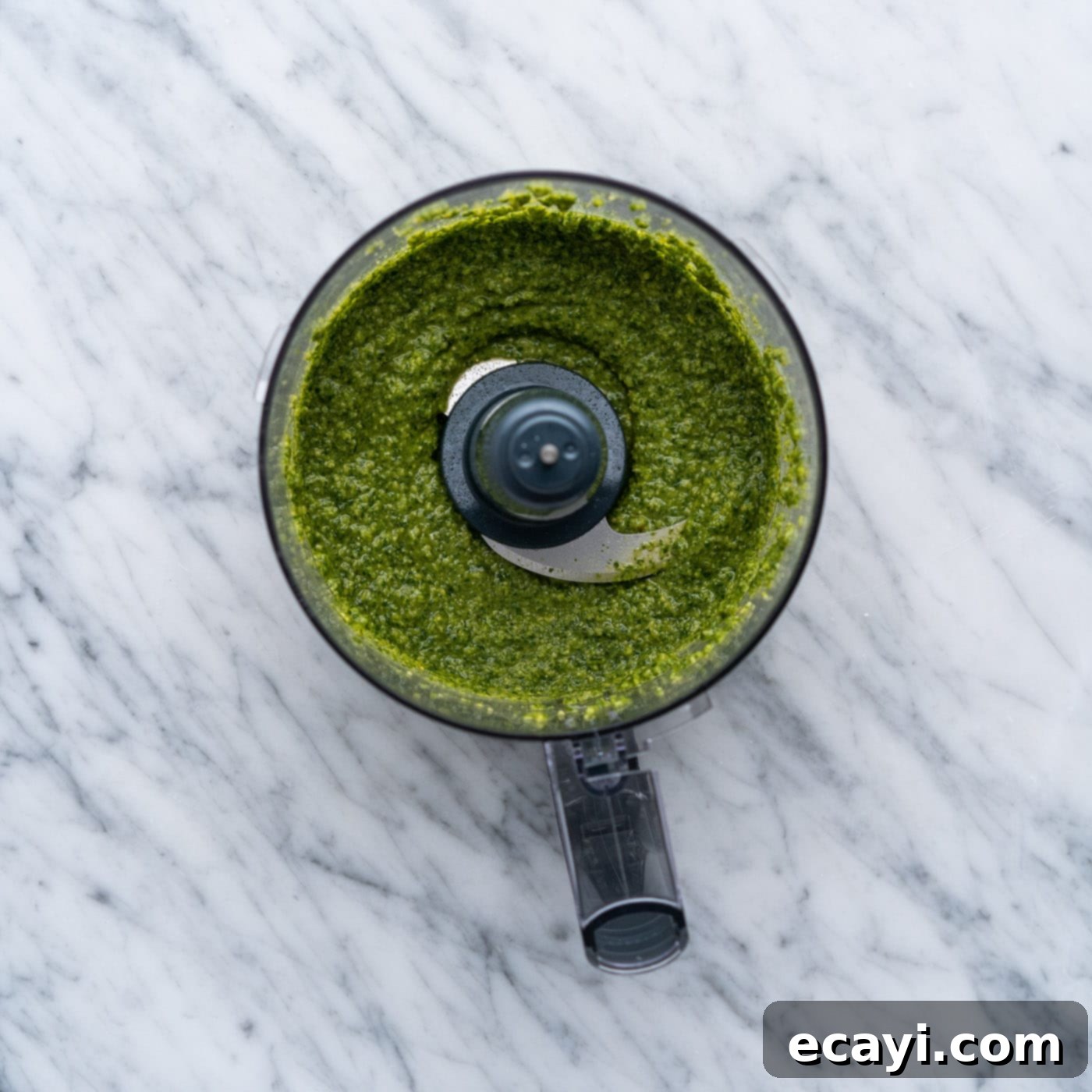 Pesto Perfection 6 basil pesto being processed in a food processor