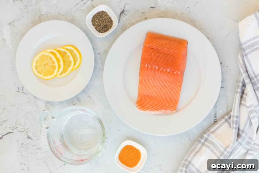 Effortless Instant Pot Salmon 4 Ingredients laid out for Instant Pot Salmon recipe