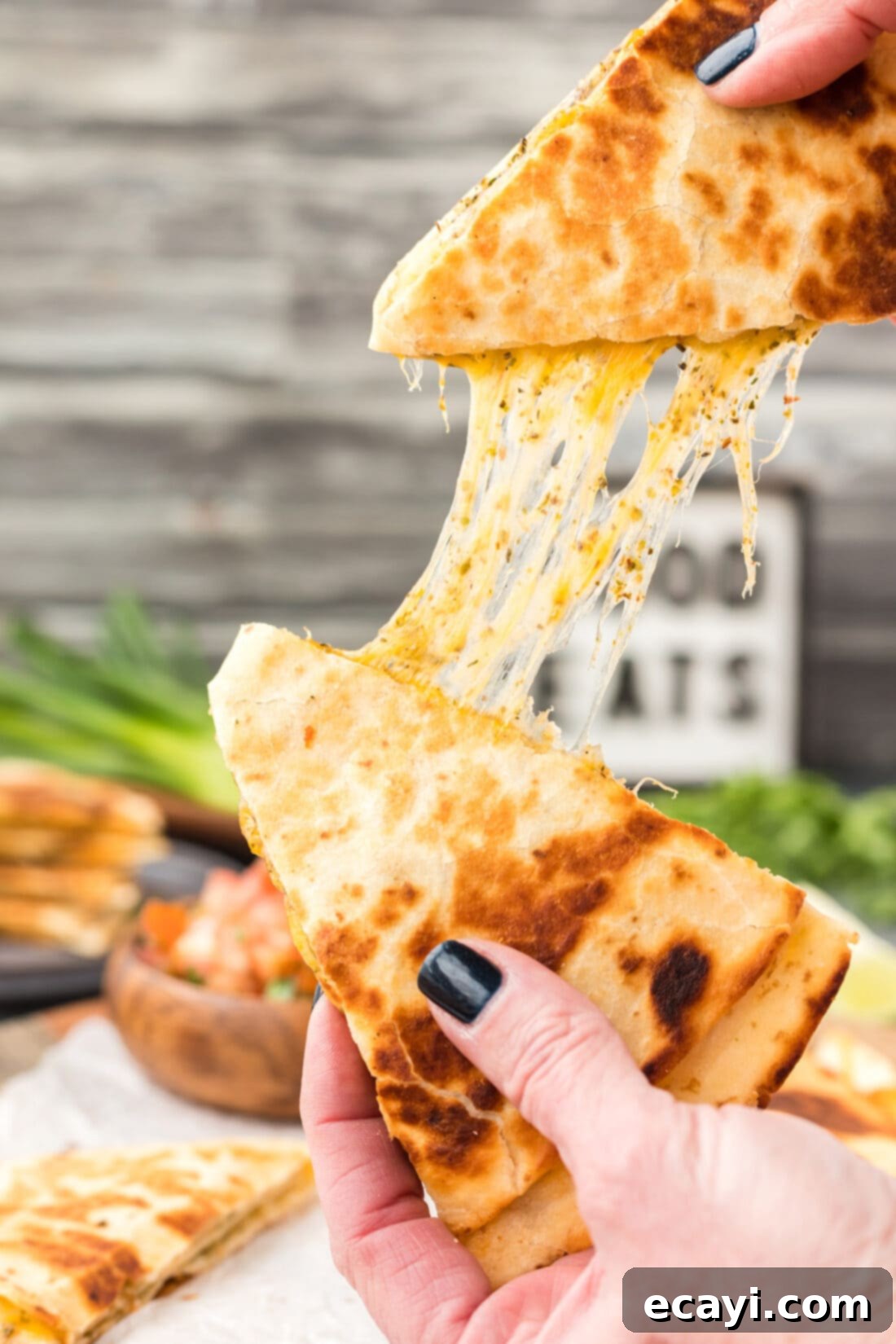 Quesadilla Perfection 2 stretching a cheesy Quesadilla