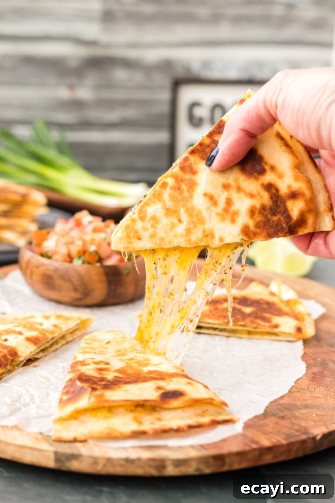 Quesadilla Perfection 3 lifting a Quesadilla