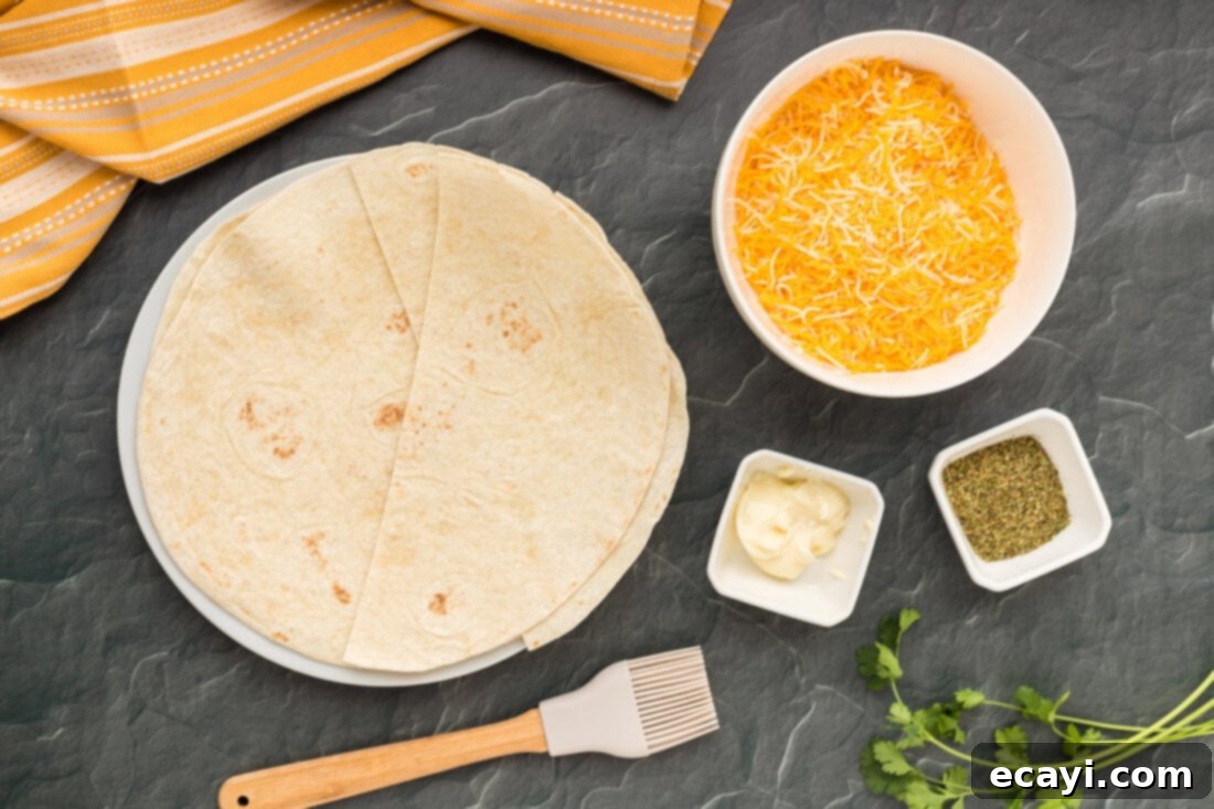 Quesadilla Perfection 4 ingredients to make Quesadillas