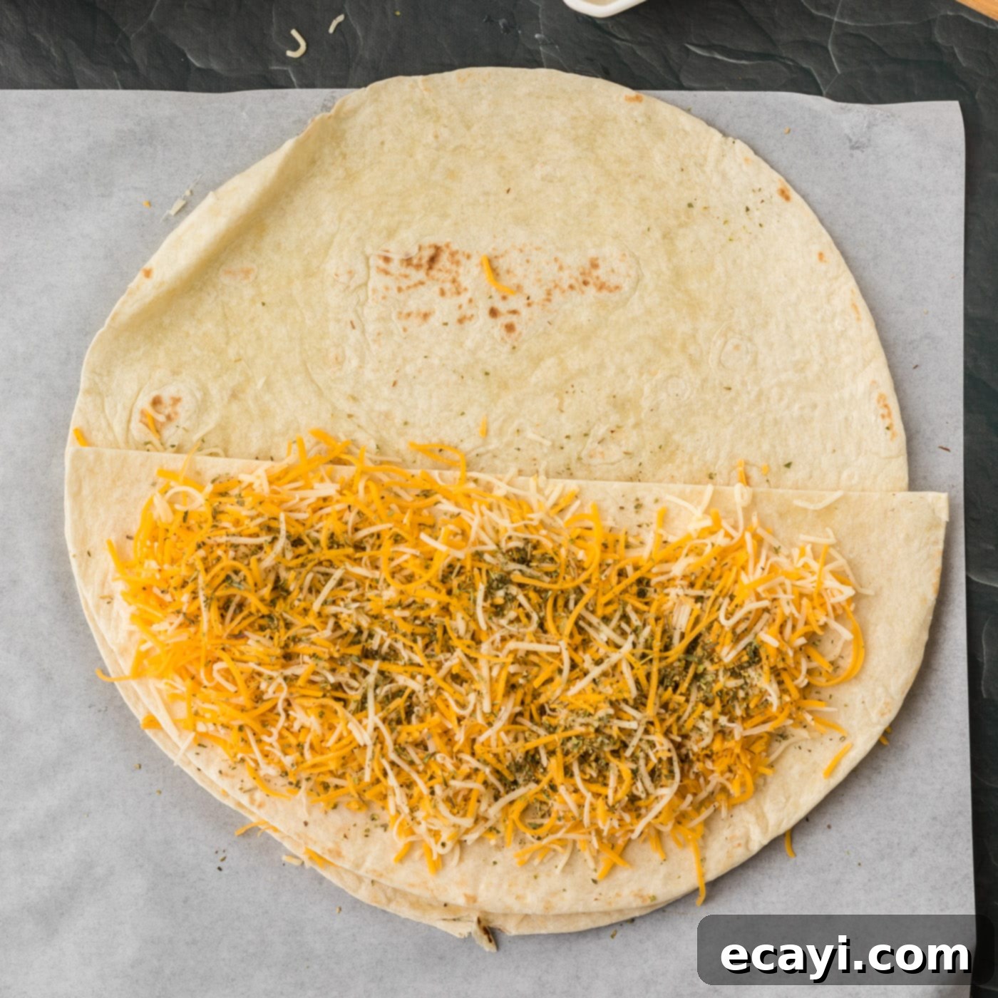 Quesadilla Perfection 9 seasoned cheese quesadilla