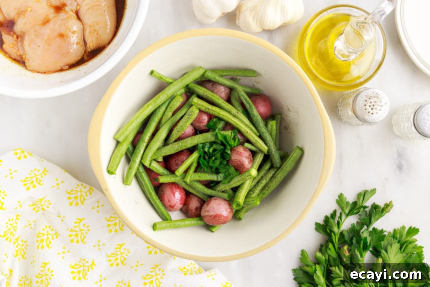 Fireside Foil Feasts 7 green beans and potatoes in a bowl