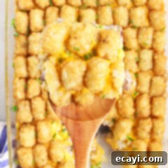 Crispy Tatertot Bake 14 Classic Tatertot Casserole, a family-friendly comfort food dish
